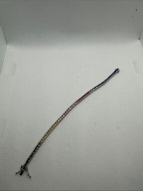 Silver Rainbow Tennis Bracelet - Multicolor Stones (72)
